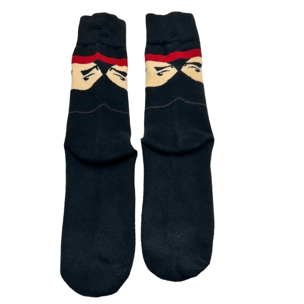 MEN'S NINJA NOVELTY BLACK CREW SOCKS